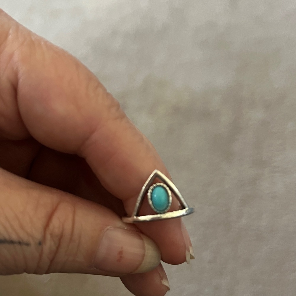 Silver Triangle Ring with Turquoise Stone
